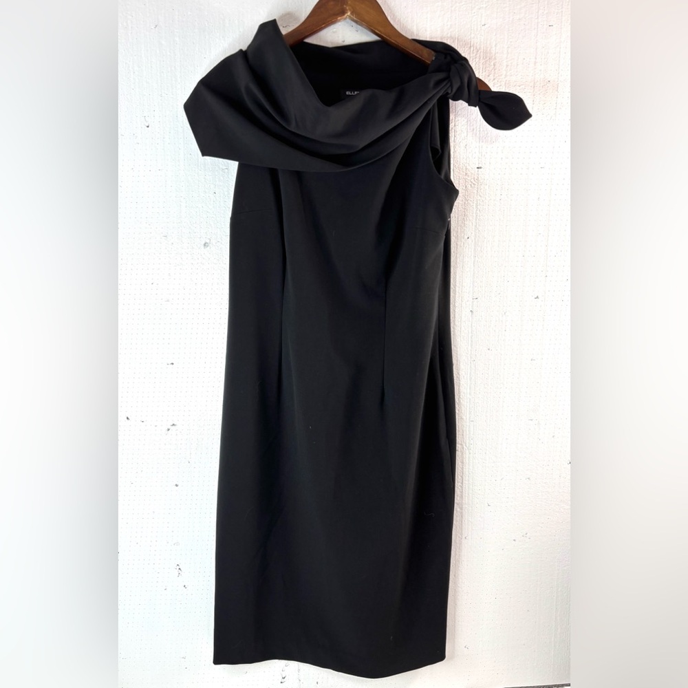 Ellen Tracy 8 Sleeveless Classic Black Dress w Asymmetrical Neckline - Funeral - Picture 10 of 10